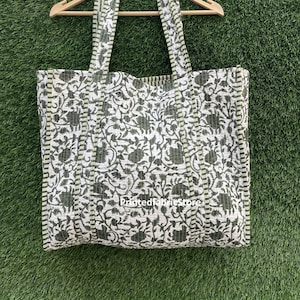 Bolso de mano acolchado estampado, bolso de mano de algodón con estampado de bloques, bolso de mano indio hecho a mano, bolso de mano, bolso de compras, bolso de hombro