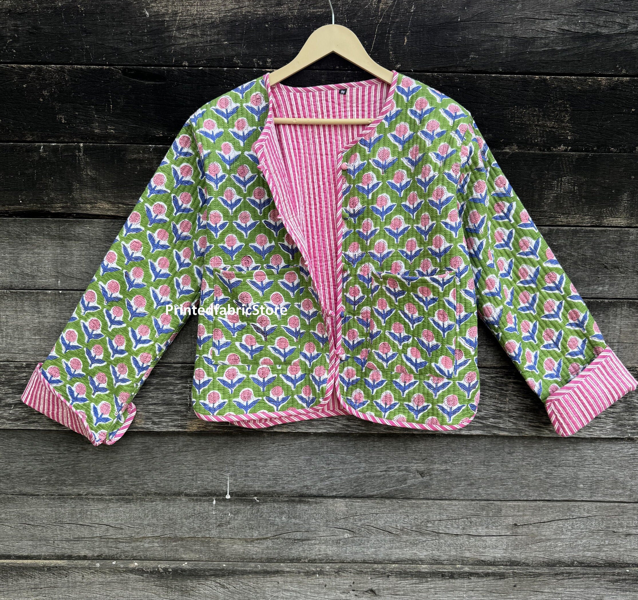 【BAON】Nenteni Quilted Reversible Flower Fleece Button JKJP BAON】Nenteni Quilted Reversible Flower Fleece Button JKJP