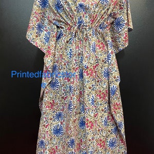 Caftan en coton, caftan indien à fleurs, caftan long, robe pour future maman, vêtement de plage, vêtements de nuit, caftan indien, robe longue, bikini image 2