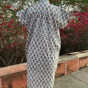 Robe longue bohème pour femme, robe portefeuille kimono, robe bohème maxi, chemises, robe caftan, robe bio d'été avec deux poches, robe en coton / rose image 7