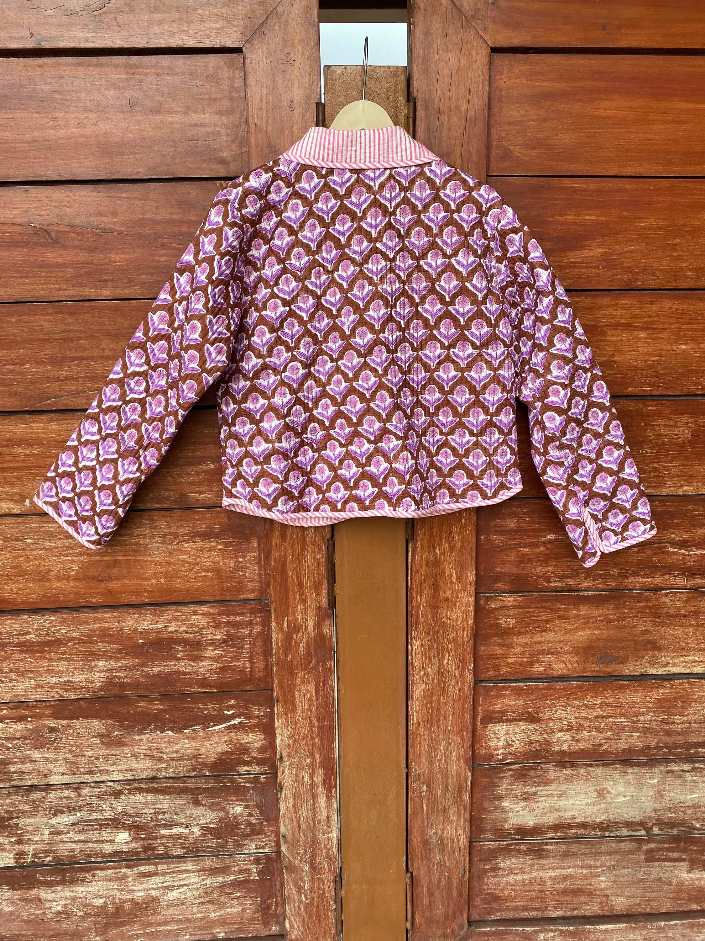 Block Print Cotton Quilted Short Jacket, Indian Handmade Coat - Etsy