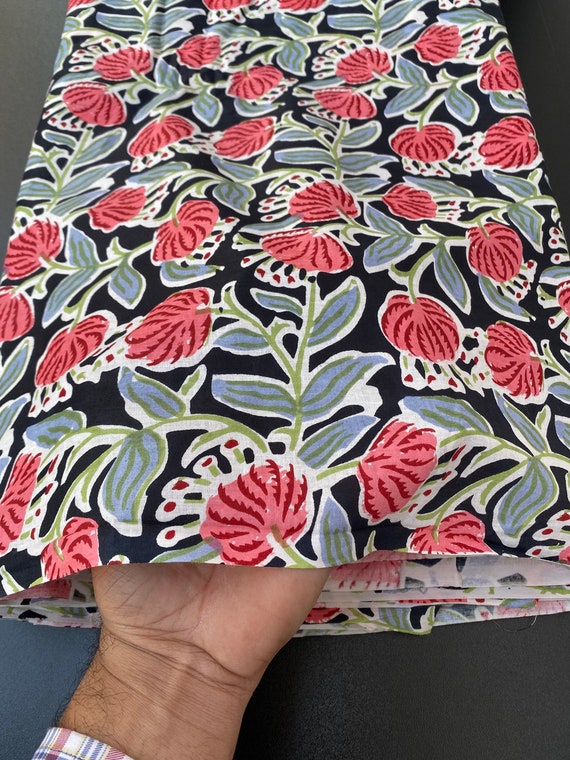 Floral Block Print Cotton Fabric, Lightweight Summer Dress Fabric - Etsy