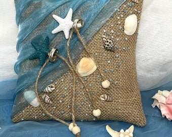 Ring pillow beach wedding shell ring pillow wedding rings ring pillow