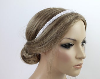 Headband bridal jewelry pearl hair jewelry wedding bridal wreath headband white ivory