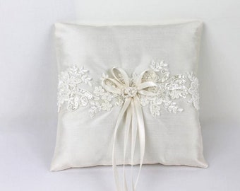 Ring pillow silk wedding ring pillow wedding rings ring pillow flowers gift ivory white