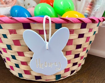 Personalized Easter Bunny tag, peep tag, wooden name tag, acrylic name tag, easter name tag, gift tag. easter basket, easter bunny