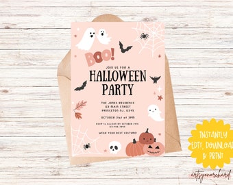 Halloween Party Invite, Halloween Costume Party Invite, Editable Halloween Invitation, Halloween Birthday Invitation, Halloween Invitation
