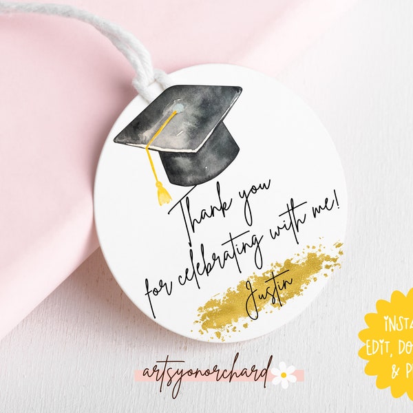 Graduation Party Stickers Template, Printable Graduation Party Stickers, Editable Graduation Party Gift Tags Download, Class of 2024 Grad