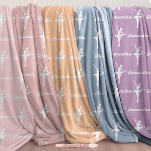 Personalized Name Blanket, Ballet Blanket, Custom Girls Dance Blanket, Baby Blanket, Baby Shower Gift, Dance Gift, Girl Name Blanket
