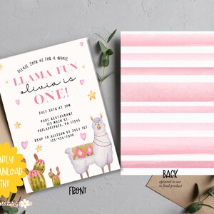 Llama Invitation, Llama Birthday Invitation Printable, Llama Fun Party ...