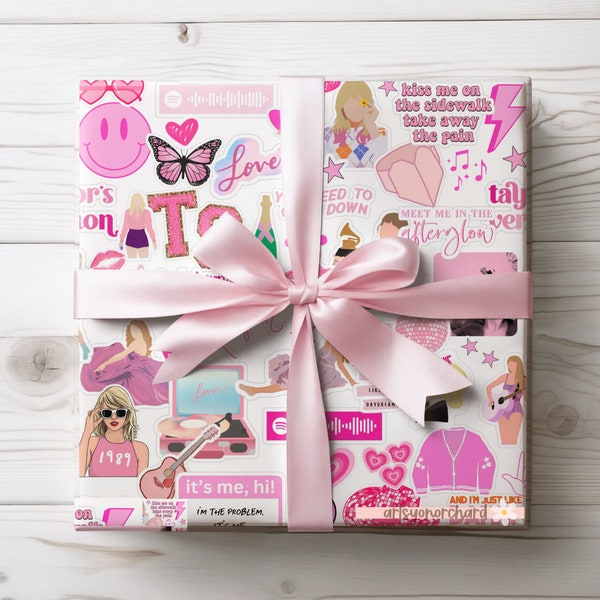 Taylor Birthday Wrapping Paper, TSwift Inspired Gift Wrap, Gift for Swifty Fan, Taylors Version Gift Wrap, in my era Gift, Swifty Teen Gift