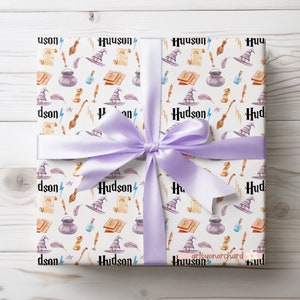 Personalized Wizard Gift Wrap, Wizard Magic Wrapping Paper, Wizard Party Theme, HP Baby, HP wizard gift wrap, Potterhead Gift Wrap, Cauldron
