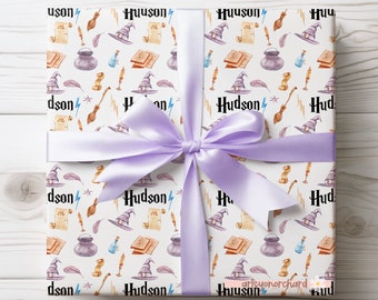 Personalized Wizard Gift Wrap, Wizard Magic Wrapping Paper, Wizard Party Theme, HP Baby, HP wizard gift wrap, Potterhead Gift Wrap, Cauldron