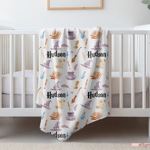 Personalized Name Blanket, Wizard Baby Boy Blanket, Wizard Magic Blanket With Name, Magic Wizard Nursery Theme, Personalized BabyShower Gift
