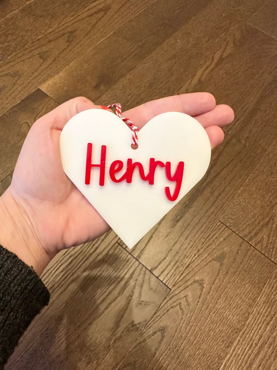 3D Valentines Day Basket tag, Personalized Acrylic name tag, Heart gift tag, Basket Tag, Kids Valentines Day Basket Tag, Custom Name Tag
