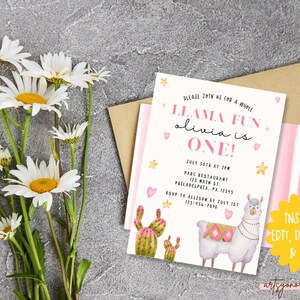 Llama Invitation, Llama Birthday Invitation Printable, Llama Fun Party ...