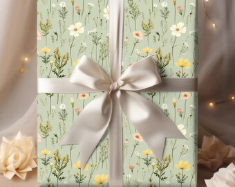 Wildflower Spring Summer Wrapping Paper, Floral Gift Wrap, Cottagecore Gift Wrap, Spring Paper, Floral Pattern Paper, Mother's Day Gift Wrap