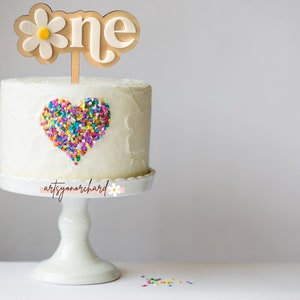 Retro 1st birthday cake topper, first birthday cake topper, Retro cake topper, Daisy cake topper, Groovy cake topper, Retro Birthday