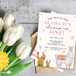 Llama Invitation, Llama Birthday Invitation Printable, Llama Fun Party ...