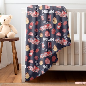 Personalisierte Feuerwehrmann Jungen weiche Namensdecke, Feuerwehrmann Kinder Namensdecke, kundenspezifische Feuerwehrmann Kinderzimmer Jungen-Decke, Junge-Babypartygeschenk