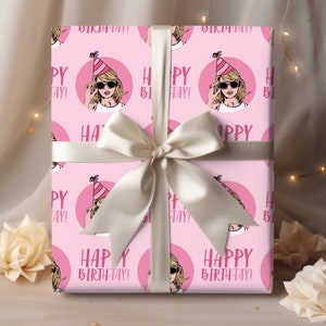 Happy Birth-Tay Swifty Swifty Birthday Wrapping Paper Taylor Inspired Gift Wrap Gift for swifty Fan Swift Merch Taylors version zdjęcie 2