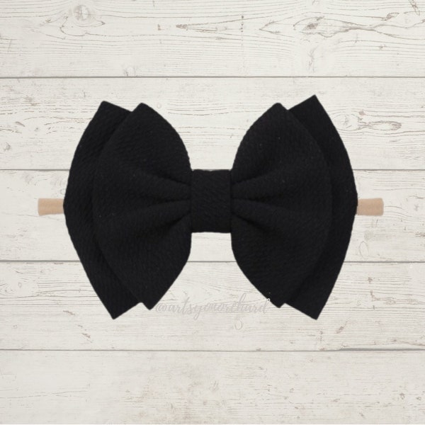 Baby Headband, Big Bow Baby Girl Headbands, 6 inch bow, Black Bow, Baby Head Wrap, Newborn Bow, Baby Turban