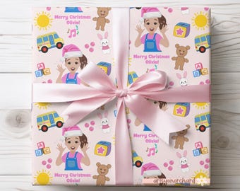 Personalized Ms Rachel Christmas Wrapping Paper, Ms Rachel Kids Xmas gift Wrap, Toddler Miss Rachel Gift, Custom Christmas Paper with Name