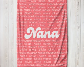 Nana-filt, personlig anpassad filt, namnfilt, mormors julklapp, mormors namnfilt, personlig mormors present