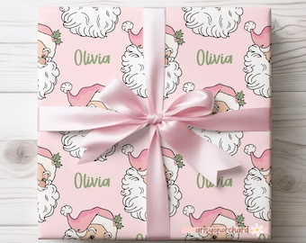 Vintage Santa Christmas Wrapping Paper | Retro Santa Personalized Holiday Gift Wrap | Personalized Gift Wrap | Custom Name Holiday Gift Wrap