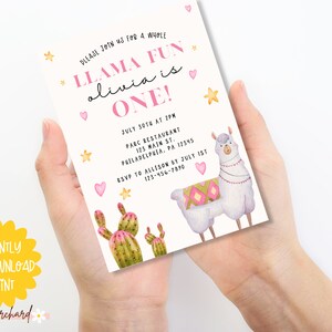 Llama Invitation, Llama Birthday Invitation Printable, Llama Fun Party ...