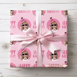 Happy Birth-Tay Swifty Swifty Birthday Wrapping Paper Taylor Inspired Gift Wrap Gift for swifty Fan Swift Merch Taylors version zdjęcie 1