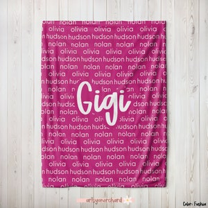 Gigi Blanket, Personalized Custom Blanket, Name Blanket, Mothers Day Gift, Grandma Gift, Grandma Name Blanket, Personalized Grandma Gift