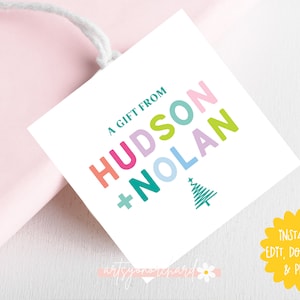 Personalized Gift Tag, Custom Tag, To From Tag, Christmas tag, A gift from tag, Editable christmas tag, DIY gift tag, Holiday Party Tag