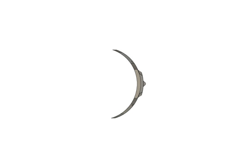 May include: A silver-colored metal bracelet with a curved design and a textured surface.