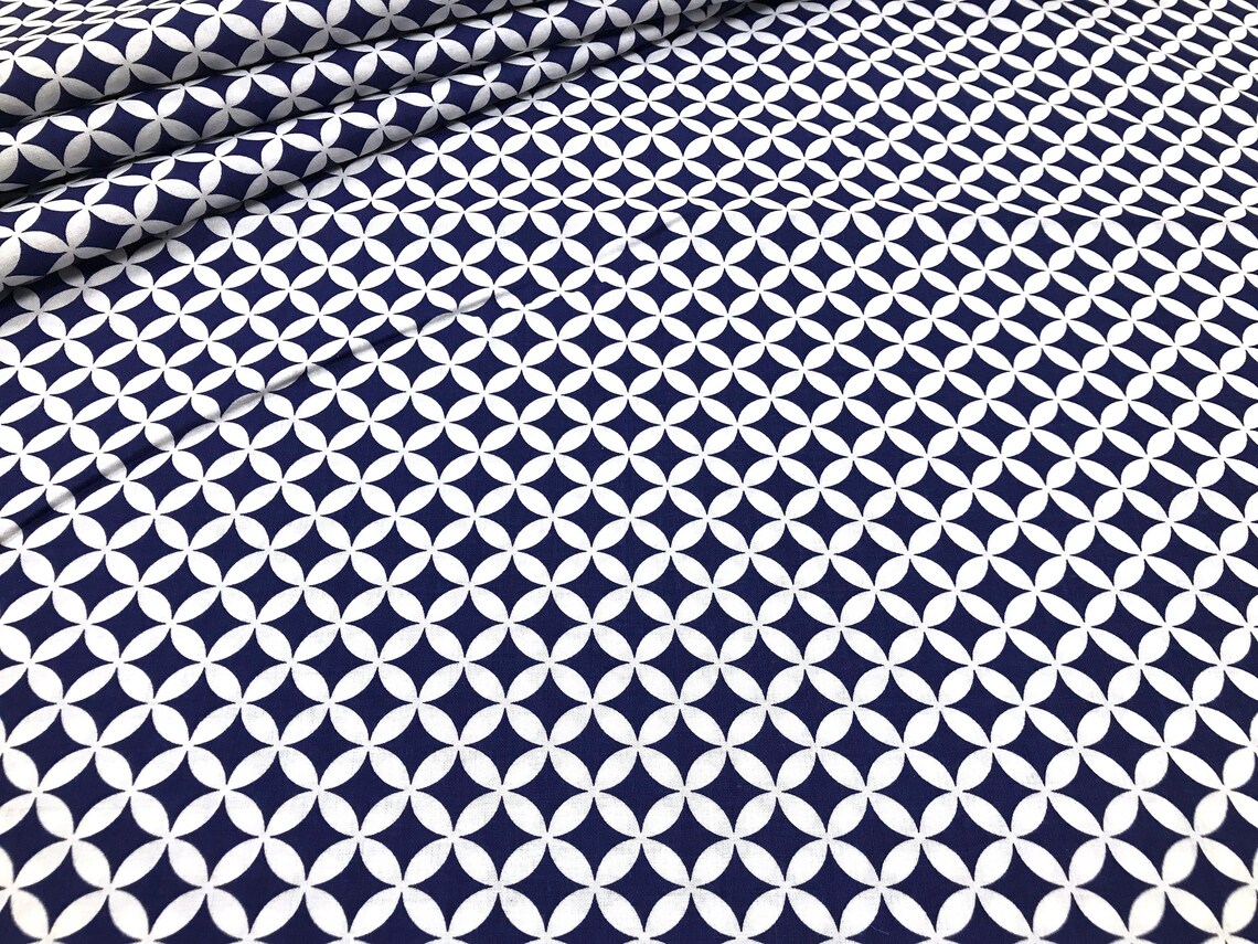 Pequeño azul marino Marruecos algodón tela Marruecos patrón | Etsy