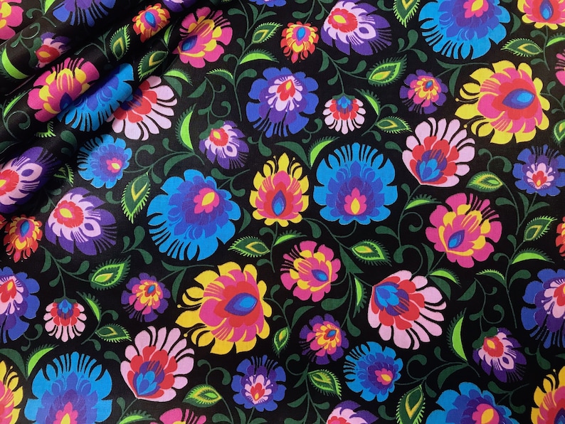 Polish folk folklore cotton fabric for sewing slavic Fabric by Etsy