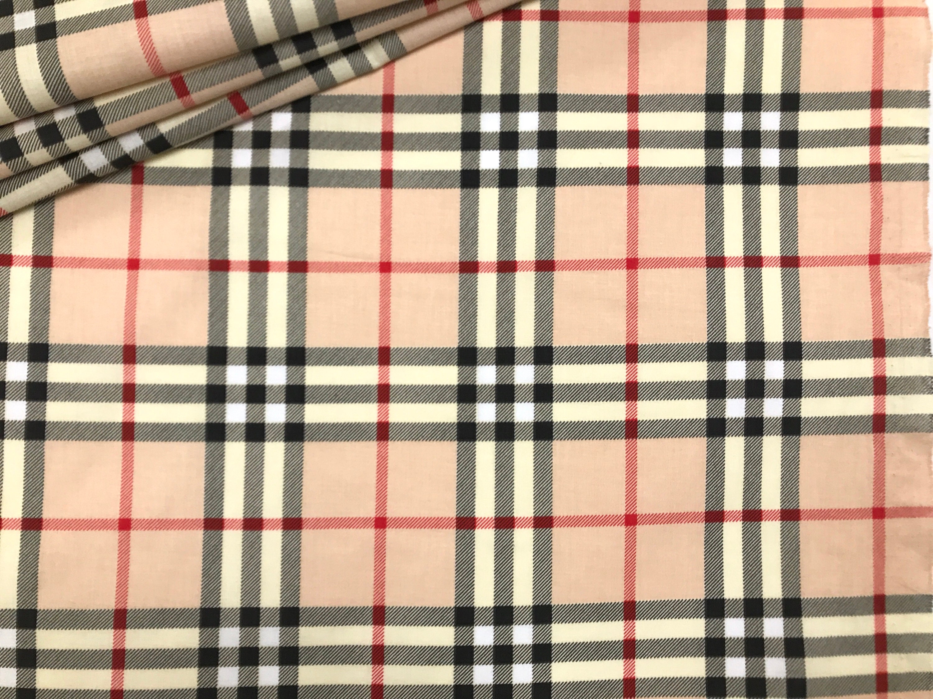 Burberry pattern beige checked cotton Fabric for sewing Fabric Etsy