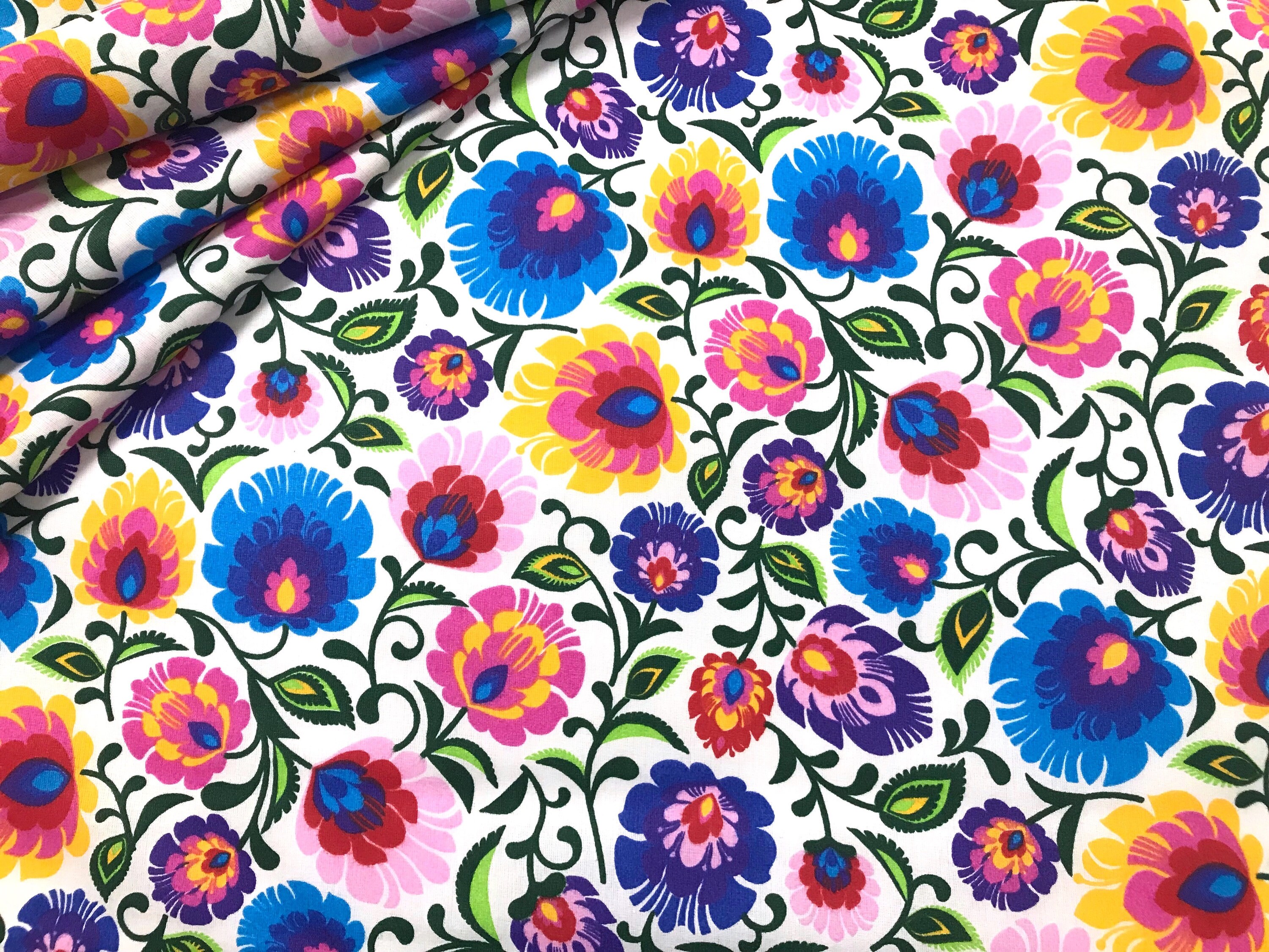 White polish folk Folklore ethnic fabric by yard by meter Etsy