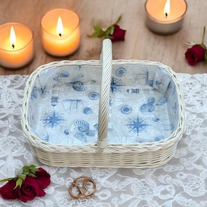 Bukora® Tray made of wicker with maritime lining Blue