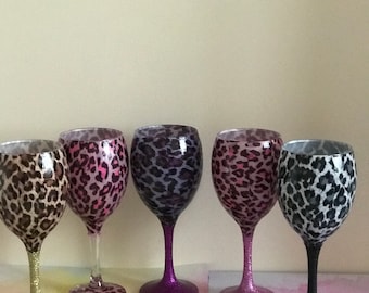 Leopard Print Wine Glass