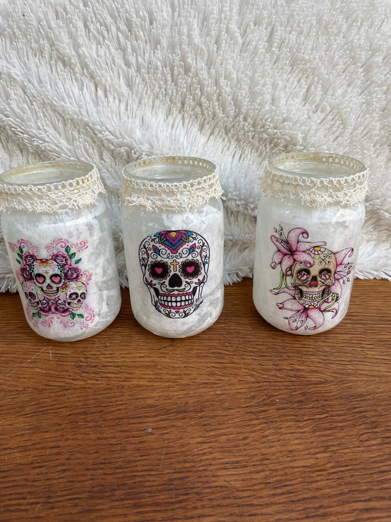 Skull Candle Jar Etsy