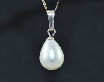 Drop Pearl Pendant Silver 925 Teardrop Pendant Wedding Necklace Gift for Her Gift Christmas Gift for Mom Gift for Girlfriend