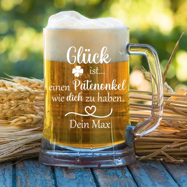 Bierkrug für Patenonkel-Glück ist einen Patenonkel wie dich zu haben mit Wunschnamen