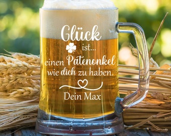 Bierkrug für Patenonkel-Glück ist einen Patenonkel wie dich zu haben mit Wunschnamen