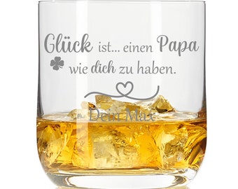 personalisiertes Whiskyglas Leonardo Glück ist einen Papa wie dich zu haben mit Wunschnamen Geschenk zum Vatertag Geburtstag