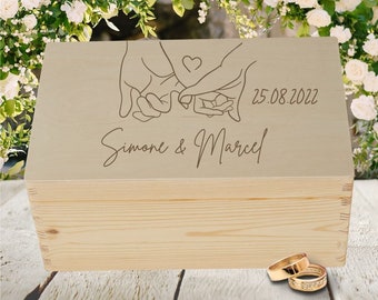 Erinnerungskiste zur Hochzeit, Erinnerungsbox mit deinen Wunschnamen und Hochzeitsdatum - Hands