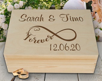 Erinnerungskiste zur Hochzeit Infinity Personalisierte Erinnerungsbox Holzkiste mit Gravur gravierte Holzbox Geschenk Erinnerungen