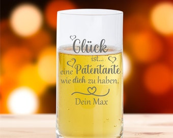 personalisiertes Trinkglas Wasserglas Longdrinkglas Glück ist eine Patentante wie dich zu haben mit Deinem Wunschnamen
