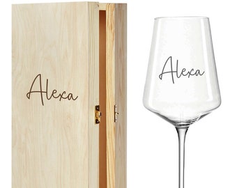 Weinglas Name waagrecht Weißweinglas mit Namensgravur Glasgravur personalisiert Geschenkidee optional mit Kiste