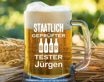 Staatlich geprüfter Biertester mit Wunschnamen - Bierkrug